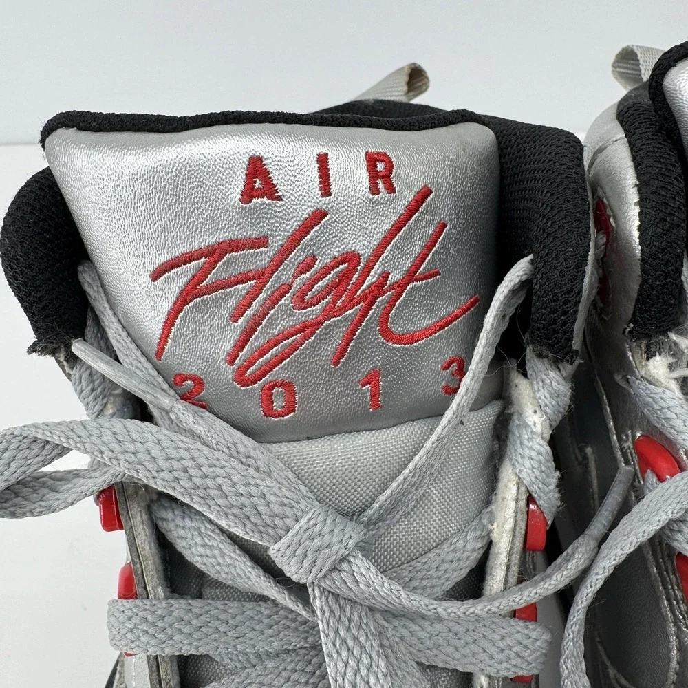 VTG  Nike Air Flight 2013 Silver Red High Top Sneakers Men's 10 Basketball Shoes